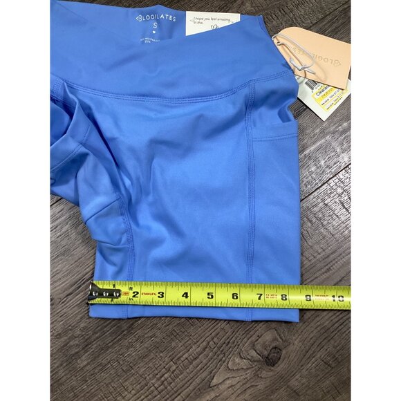 Blogilates Womens Blue Crossover Crunch Biker Shorts Size S Gymwear Athletic NWT - Picture 5 of 8
